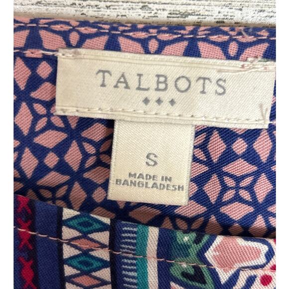 Talbots Women's Small blue pink Boho Tencel 3/4 sleeve lightweight top blouse - Picture 3 of 6